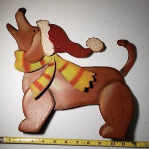 Metal, Bendable Christmas Daschund Decoration